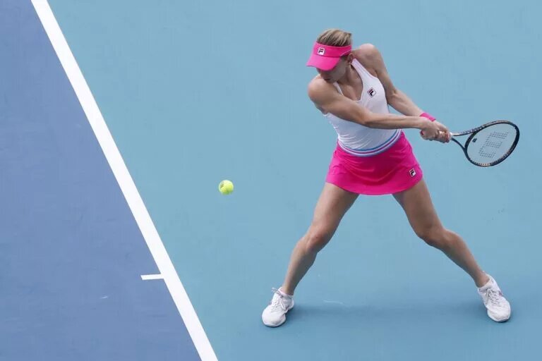 Ekaterina Alexandrova in action ahead of the WTA Cleveland Open.