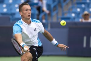 Jiri Lehecka in action ahead of the ATP Antwerp Open.