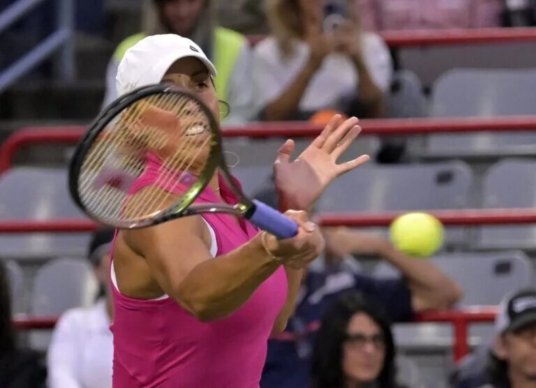 Madison Keys in action ahead of the WTA Adelaide International.