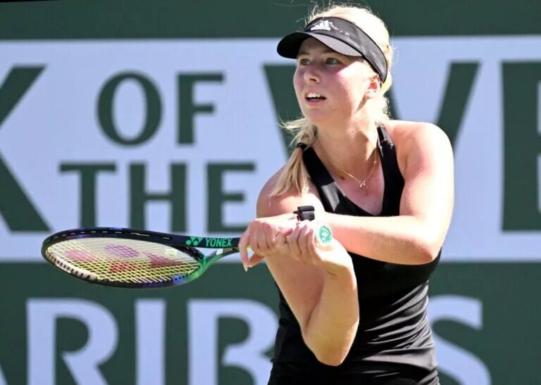 Clara Tauson in action ahead of the WTA Osaka event.