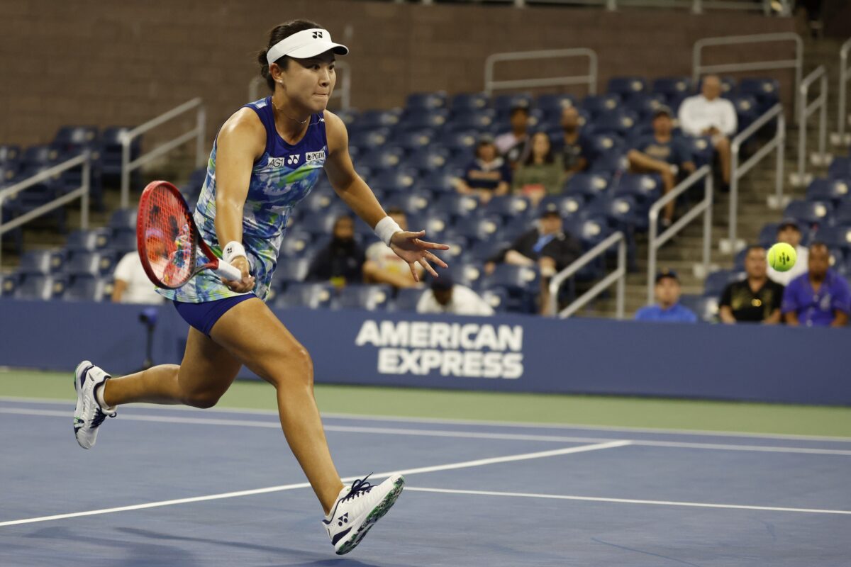Zhu Lin in action ahead of the WTA Osaka final.