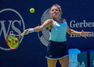 Jasmine Paolini in action ahead of the WTA Beijing Open.