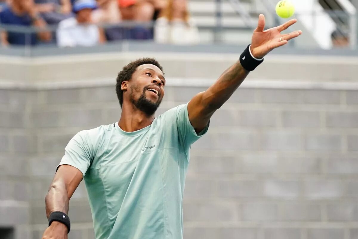 Gael Monfils in action ahead of the ATP Stockholm Open.
