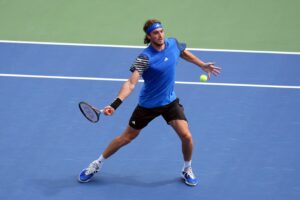 Stefanos Tsitsipas in action ahead of the ATP Acapulco Open.