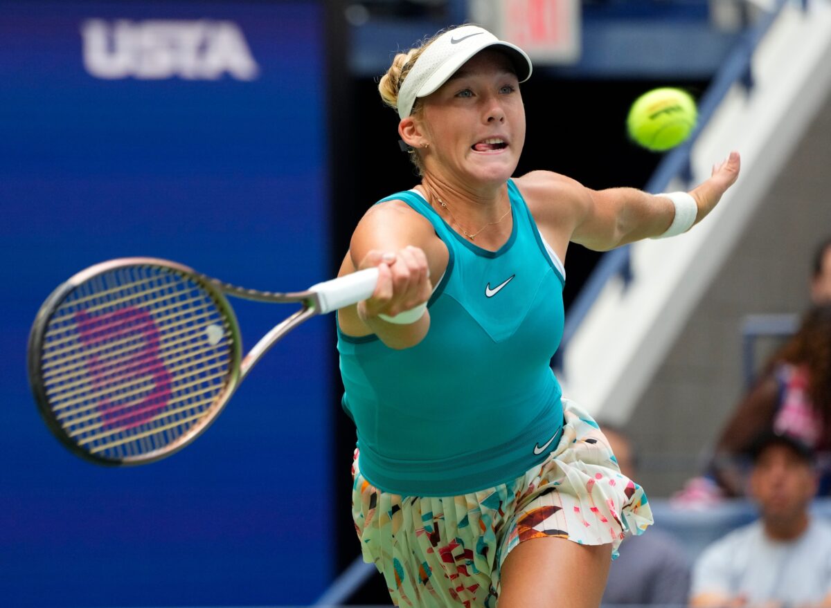 Mirra Andreeva in action ahead of the WTA Hong Kong Open.