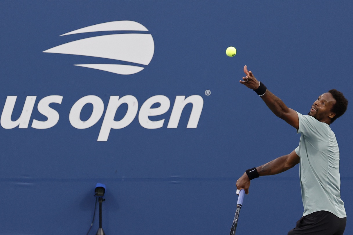 Gael Monfils in action ahead of the ATP Stockholm Open.