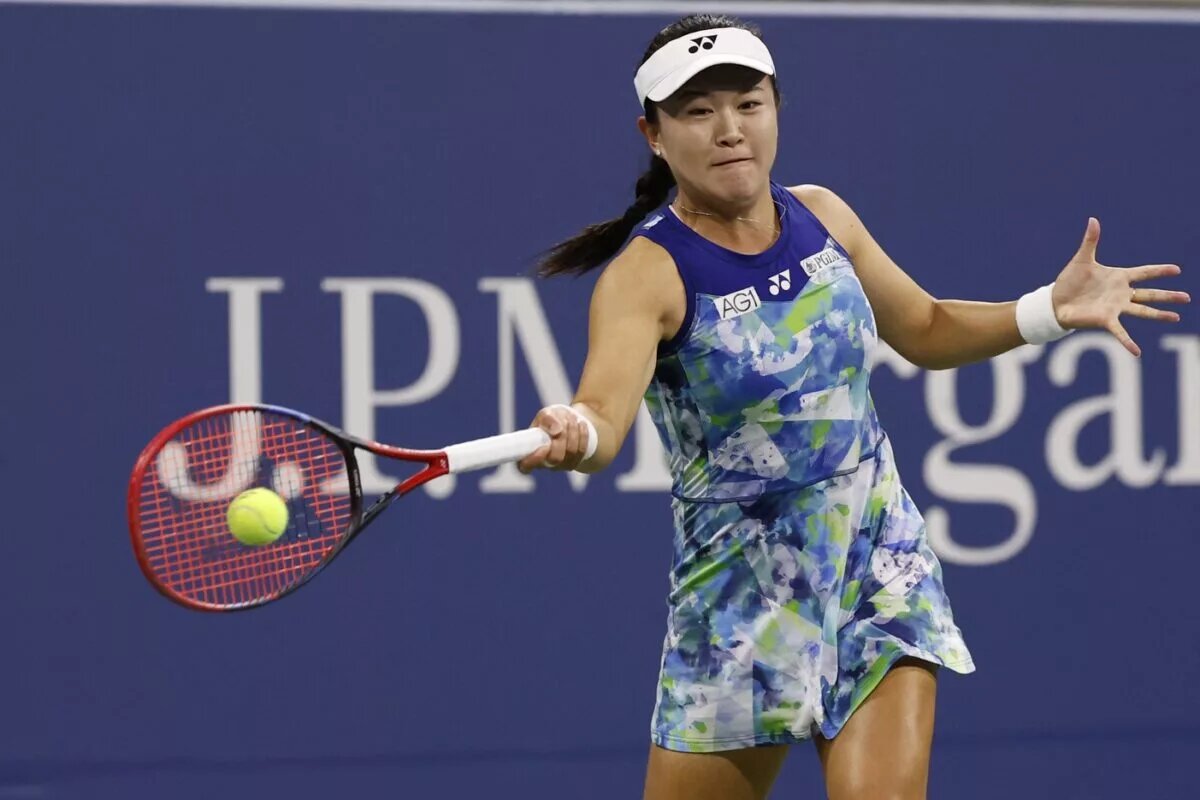 Zhu Lin in action ahead of the WTA Jiangxi Open.