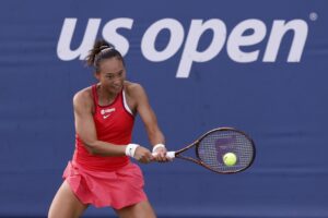 Zheng Qinwen in action ahead of the WTA Beijing Open.