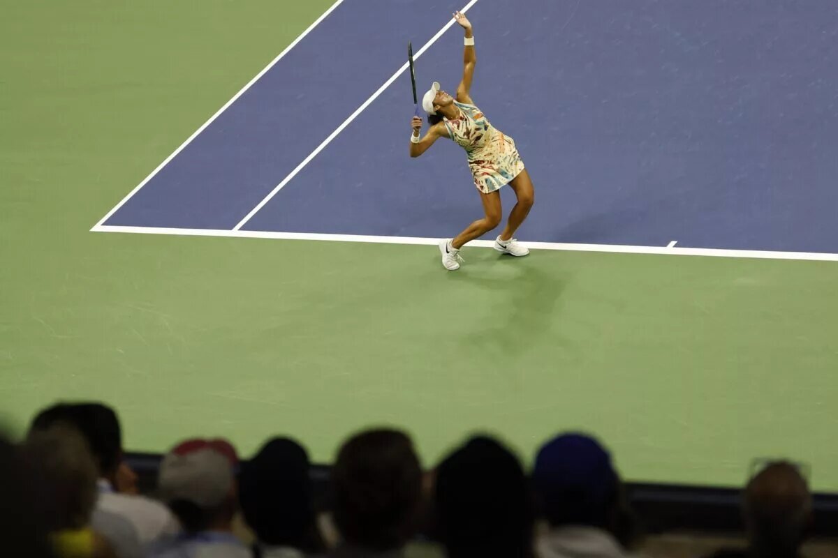 Madison Keys in action ahead of the WTA Elite Trophy.