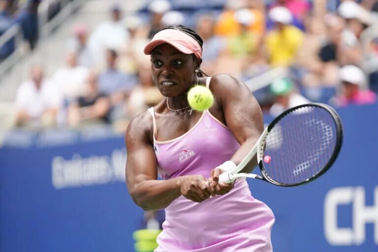 Sloane Stephens in action ahead of the WTA Brisbane International.