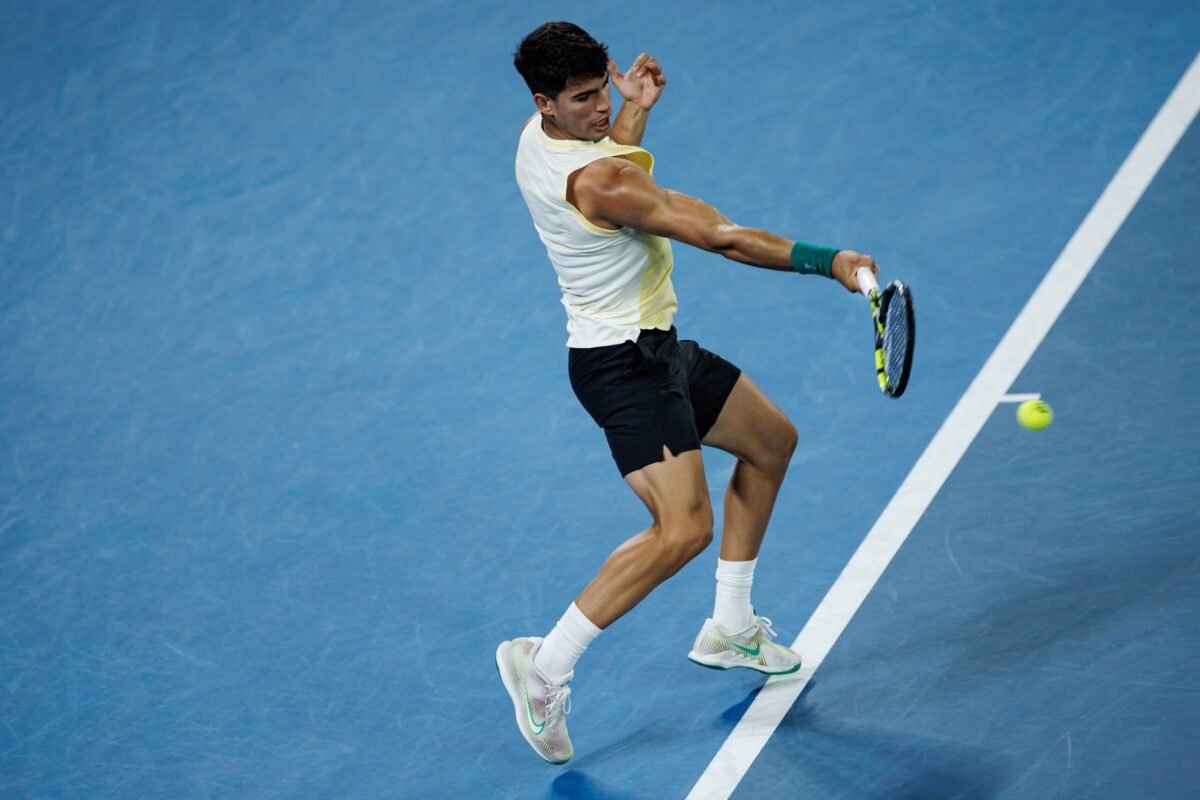 Carlos Alcaraz in action at the Australian Open.