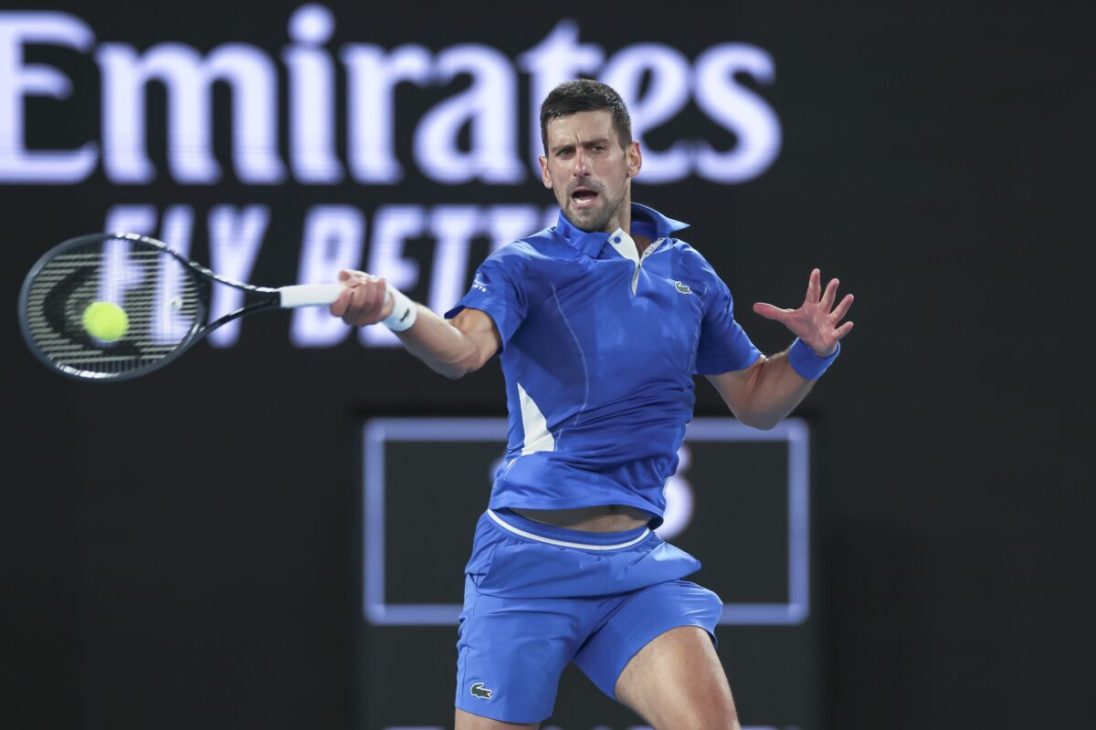 Novak Djokovic in action at the Australian Open.