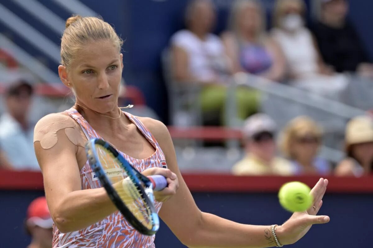 Karolina Pliskova in action ahead of the WTA Dubai Tennis Championships.