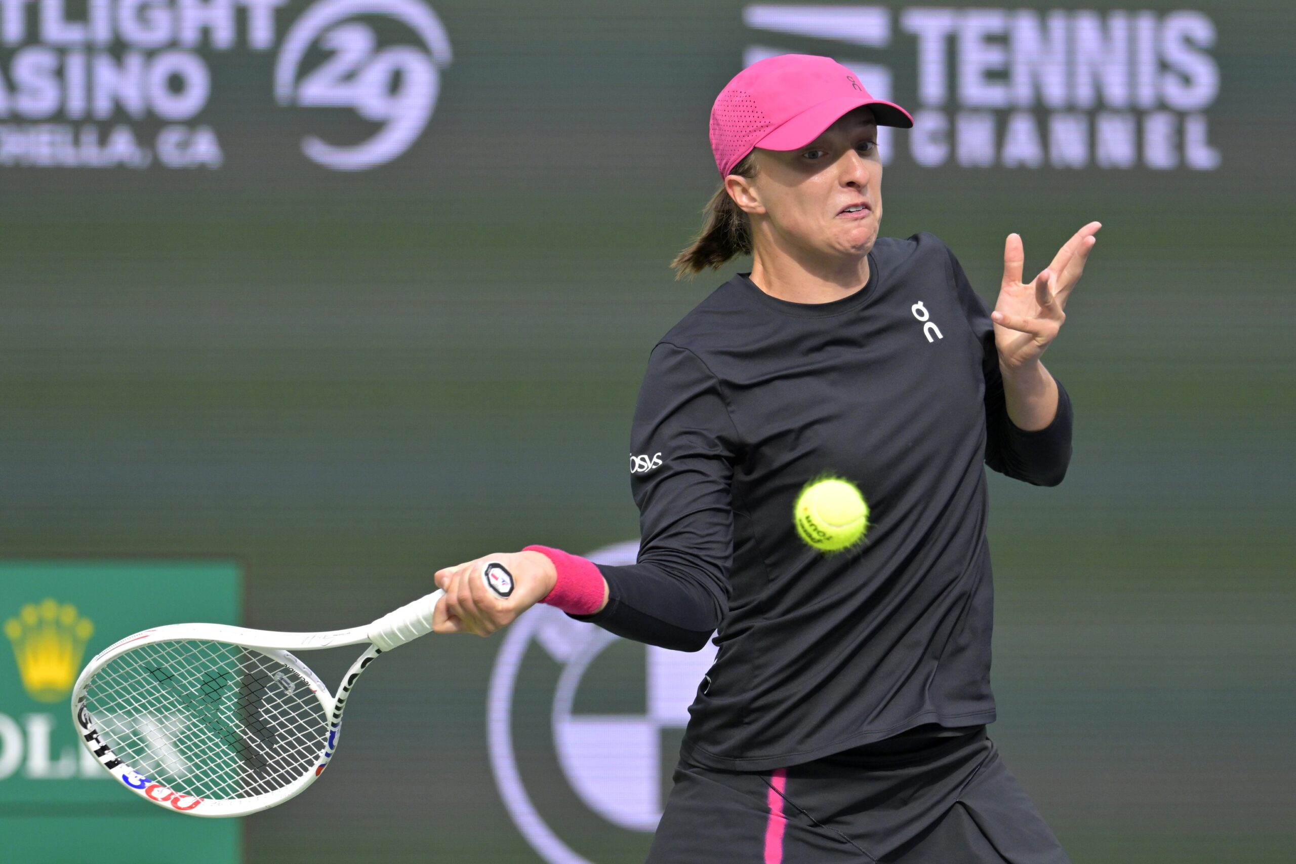 Iga Swiatek in action at the WTA Indian Wells Open.