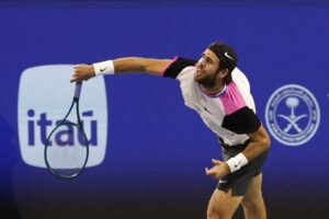 Karen Khachanov in action ahead of the ATP Monte Carlo Masters.