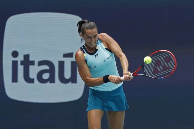 Caroline Garcia in action ahead of the WTA Rouen Open.