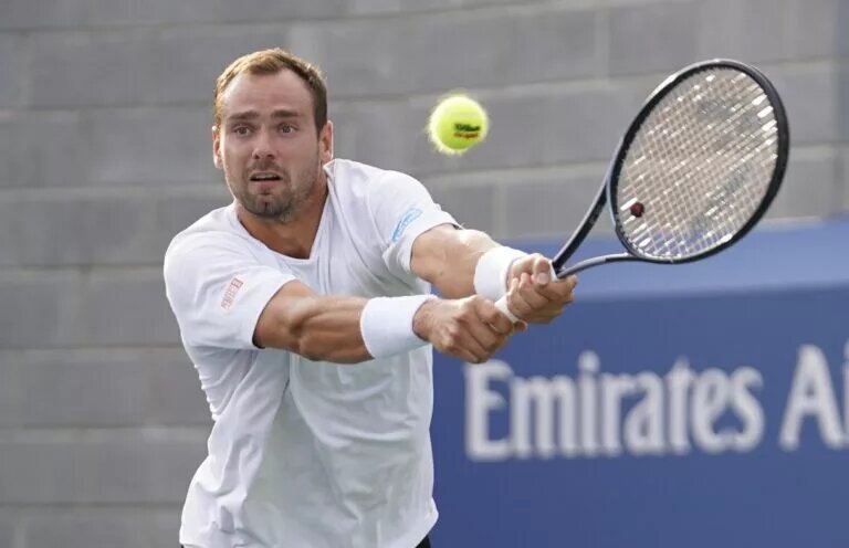 Roman Safiullin in action ahead of the ATP Rome Masters.