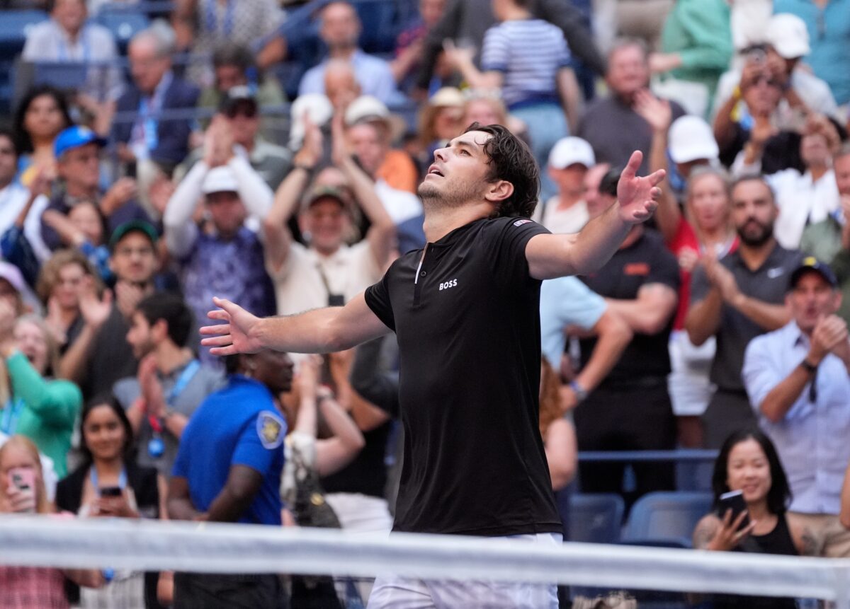 Taylor Fritz celebrates US Open