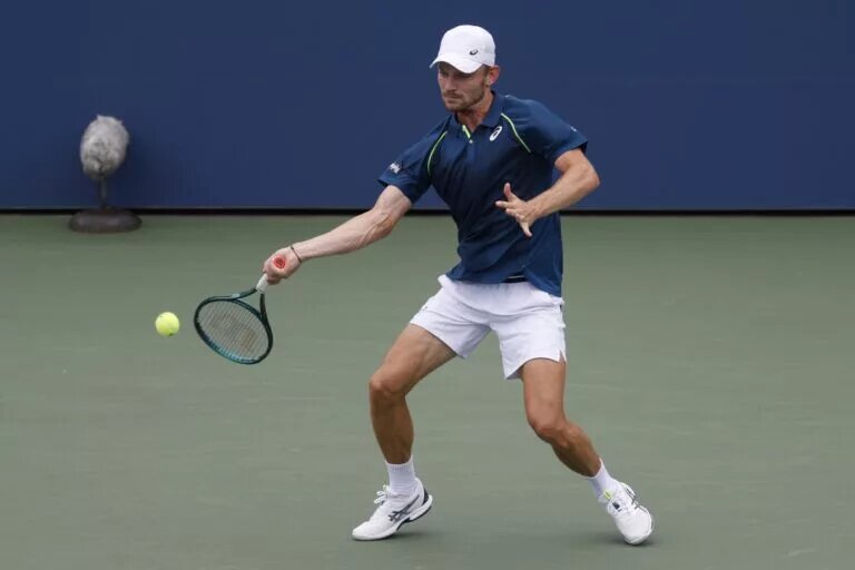 David Goffin in action ahead of ATP Montpellier.