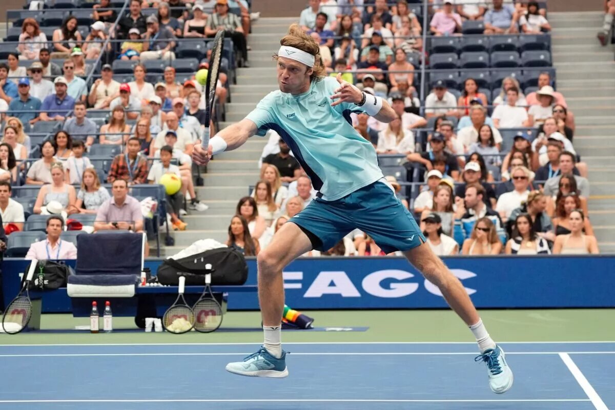Andrey Rublev in action ahead of ATP Montpellier.