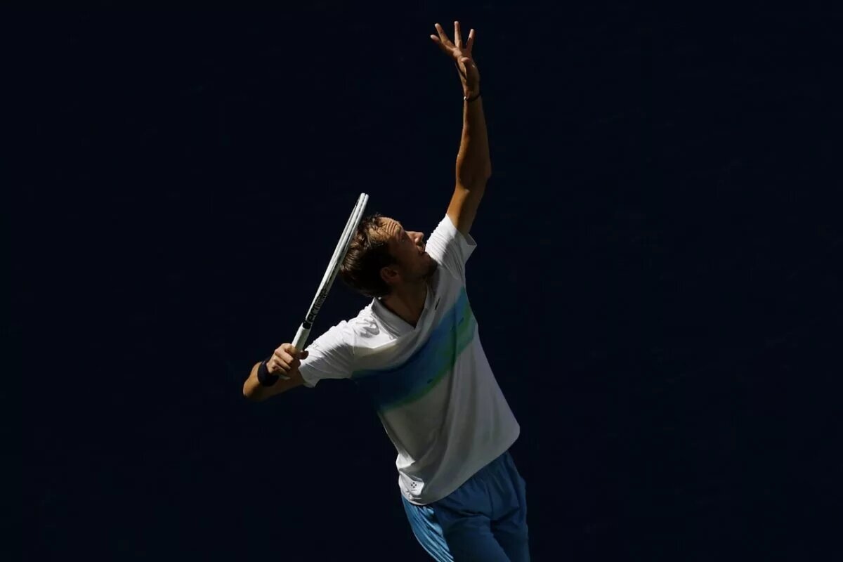 Daniil Medvedev in action ahead.