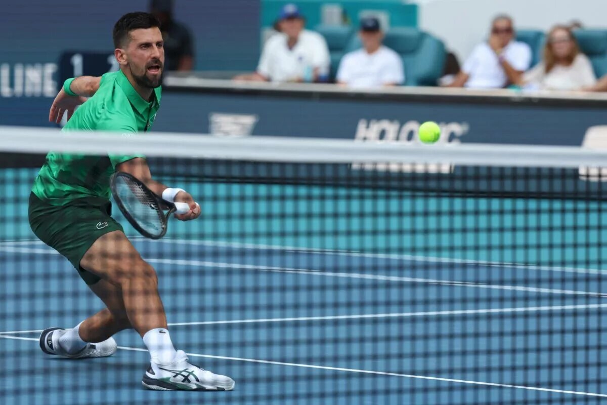 Novak Djokovic in action at the ATP Miami Open.