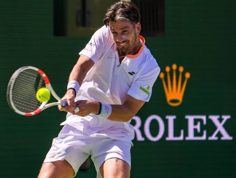 Cameron Norrie in action ahead of the ATP Madrid Open.