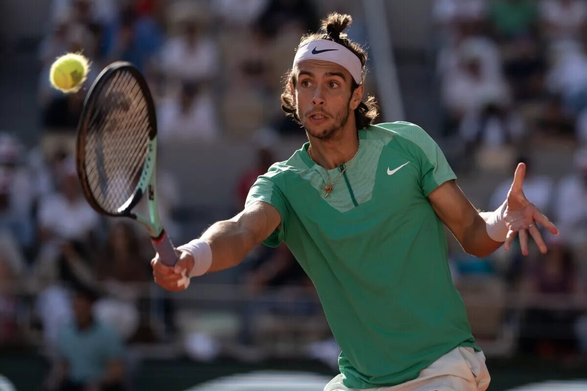 Lorenzo Musetti in action at the French Open.