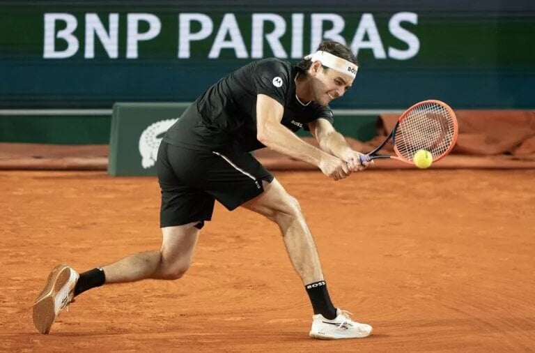 Taylor Fritz in action at the French Open.