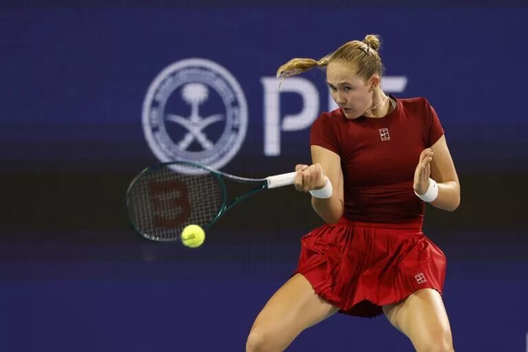 Mirra Andreeva in action ahead of the US Open.