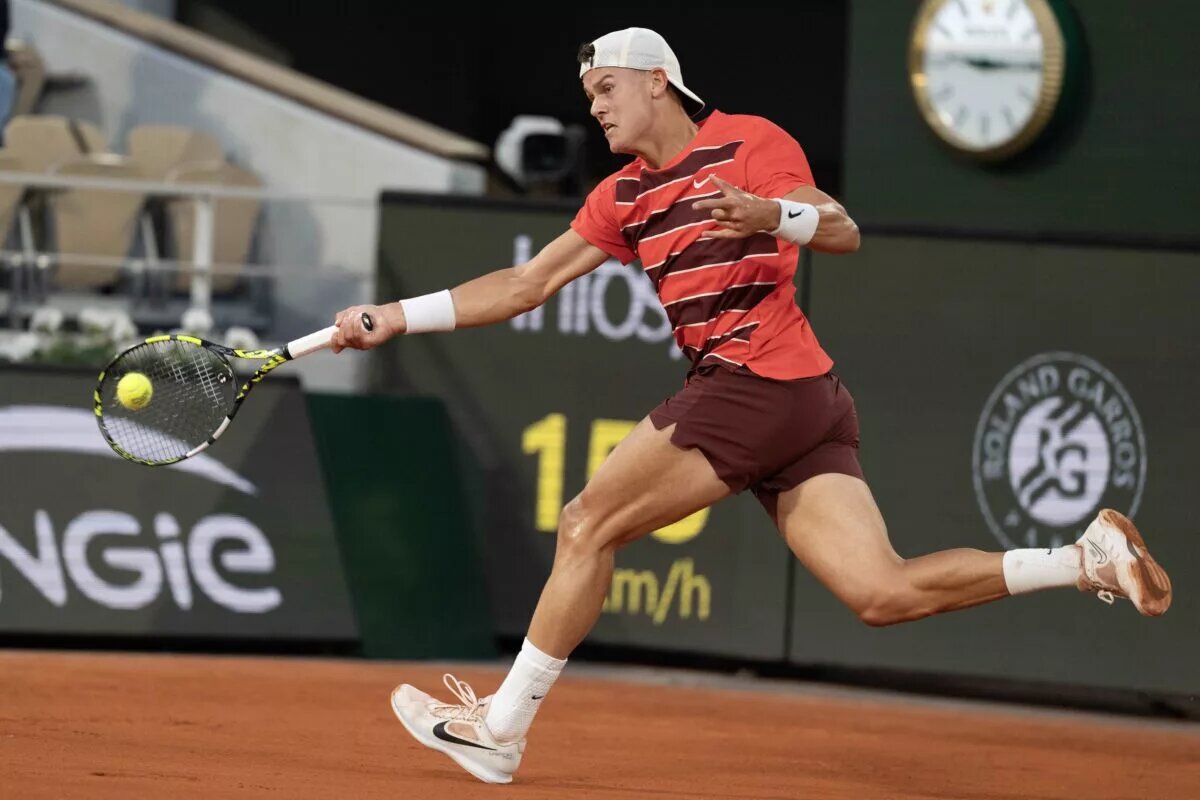 Holger Rune in action at the French Open.