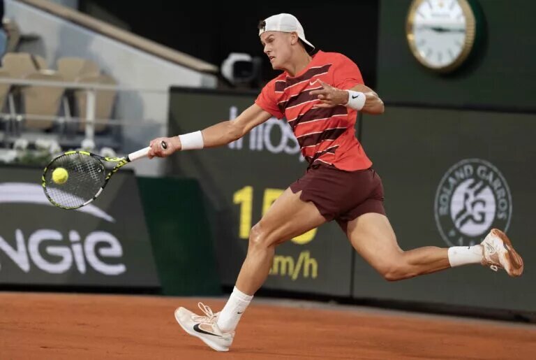 Holger Rune in action at the French Open.