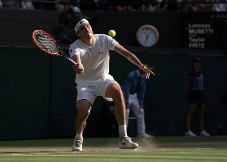 Taylor Fritz in action at Wimbledon.