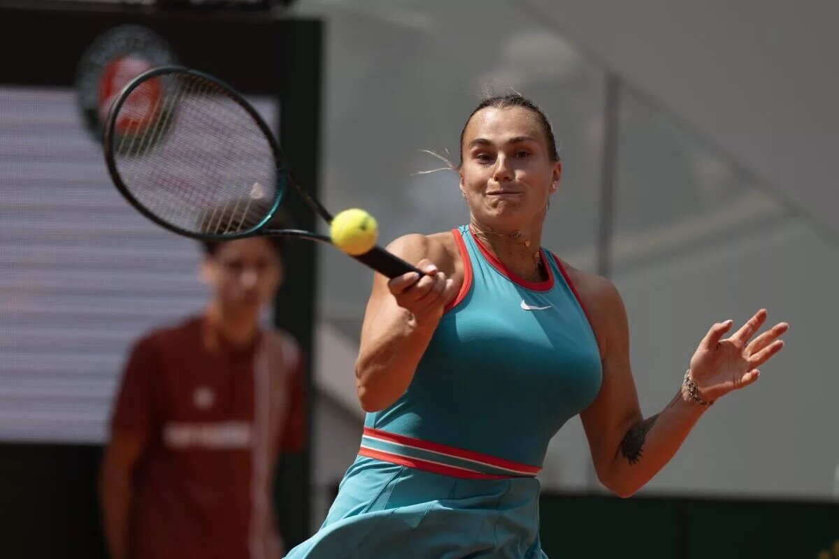 Aryna Sabalenka in action at the French Open.