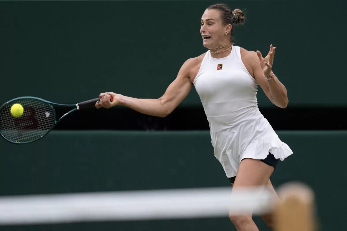Aryna Sabalenka in action at Wimbledon.