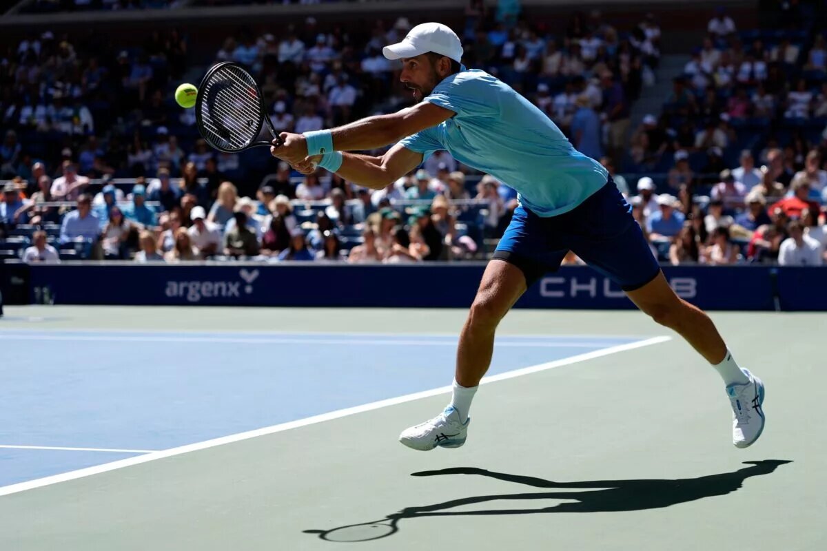 Novak Djokovic in action at the US Open.