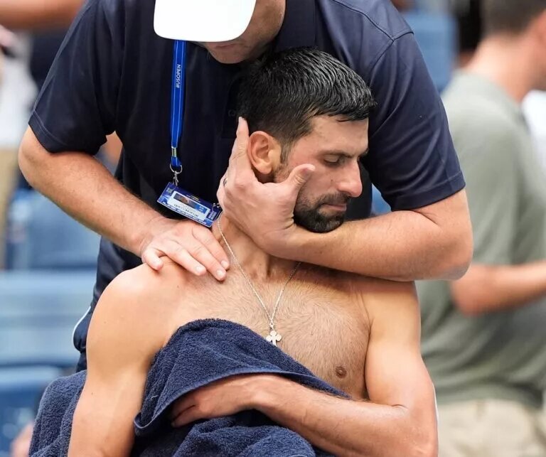 Novak Djokovic became unwell on court at the ATP Shanghai Masters.