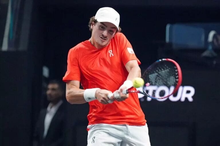 Joao Fonseca in action at the Laver Cup.