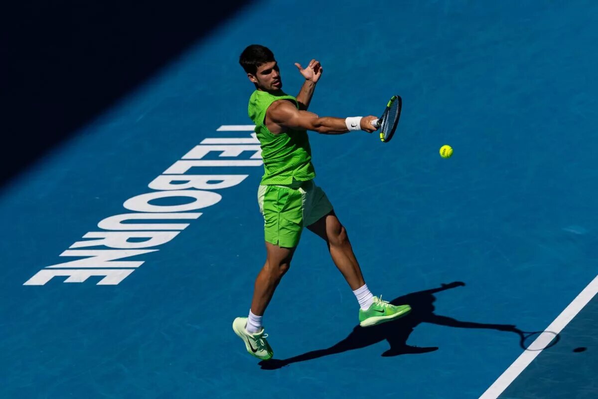 Carlos Alcaraz in action at the Australian Open.