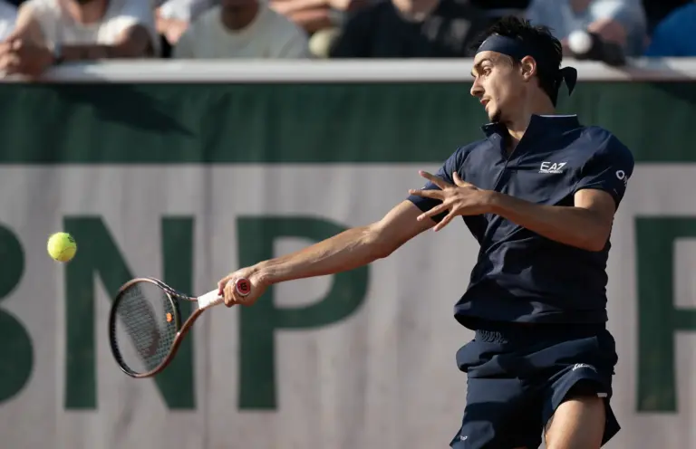 Lorenzo Sonego in action ahead of ATP Rome.