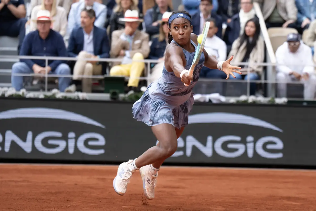 Coco Gauff in action at the French Open.