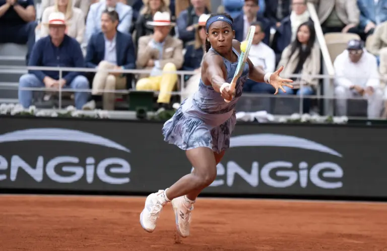 Coco Gauff in action at the French Open.