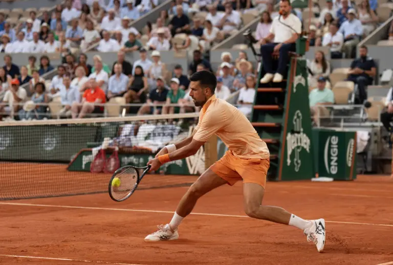 Novak Djokovic in action at the French Open.